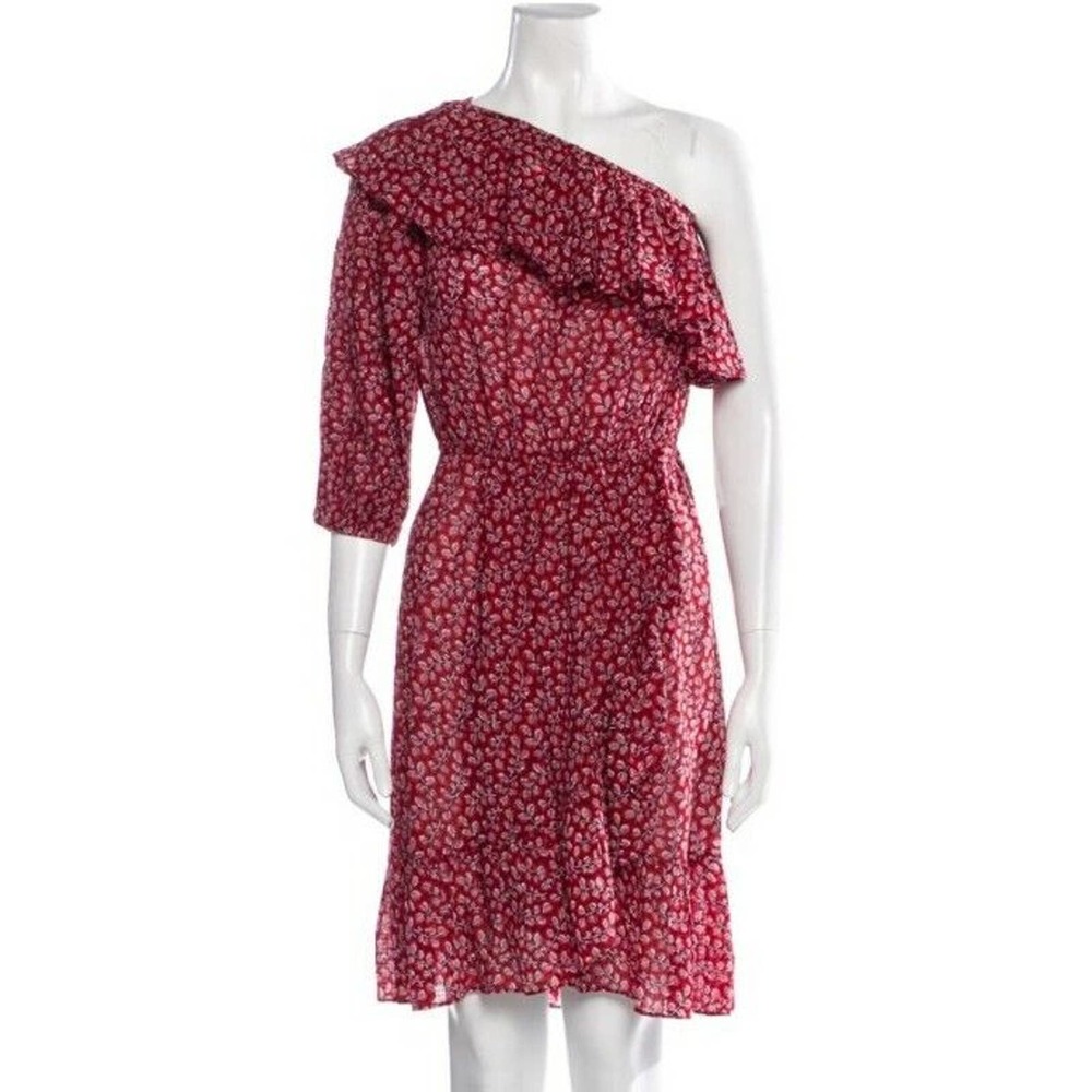 VANESSA BRUNO Inne One Shoulder Ruffled Print Gauze Dress Sz FR34 US XS (g